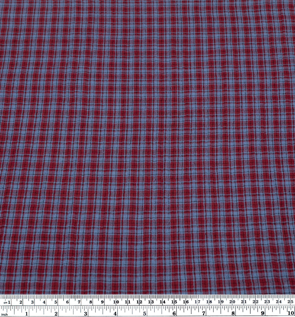 Punk Plaid Organic Cotton Double Gauze - Cranberry/Marlin | Blackbird ...