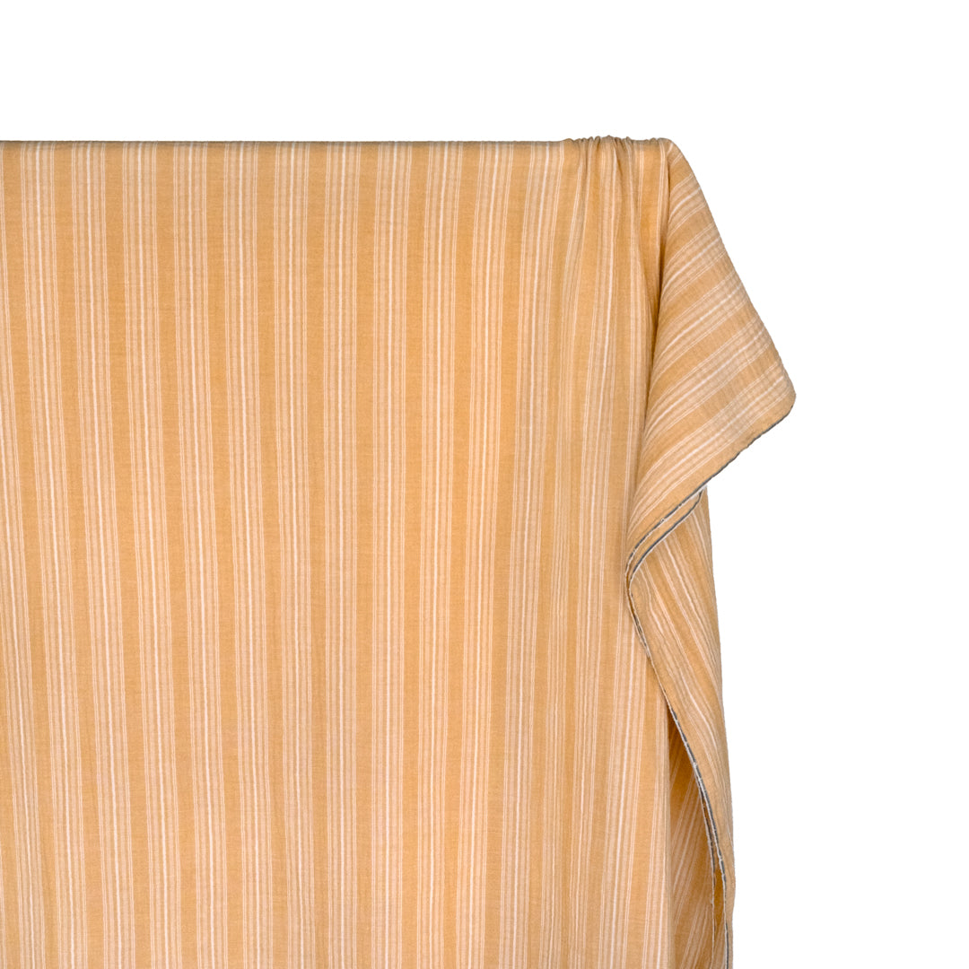 Vintage Stripe Organic Cotton Double Gauze - Buttercup/White | Blackbird Fabrics