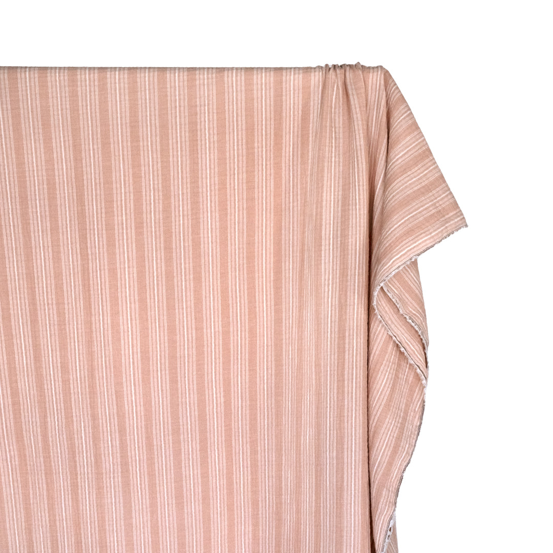 Vintage Stripe Organic Cotton Double Gauze - Blush/White | Blackbird Fabrics