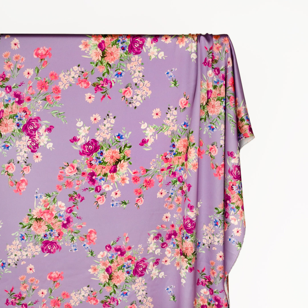 Love In Bloom Poly Satin - Lavender | Blackbird Fabrics