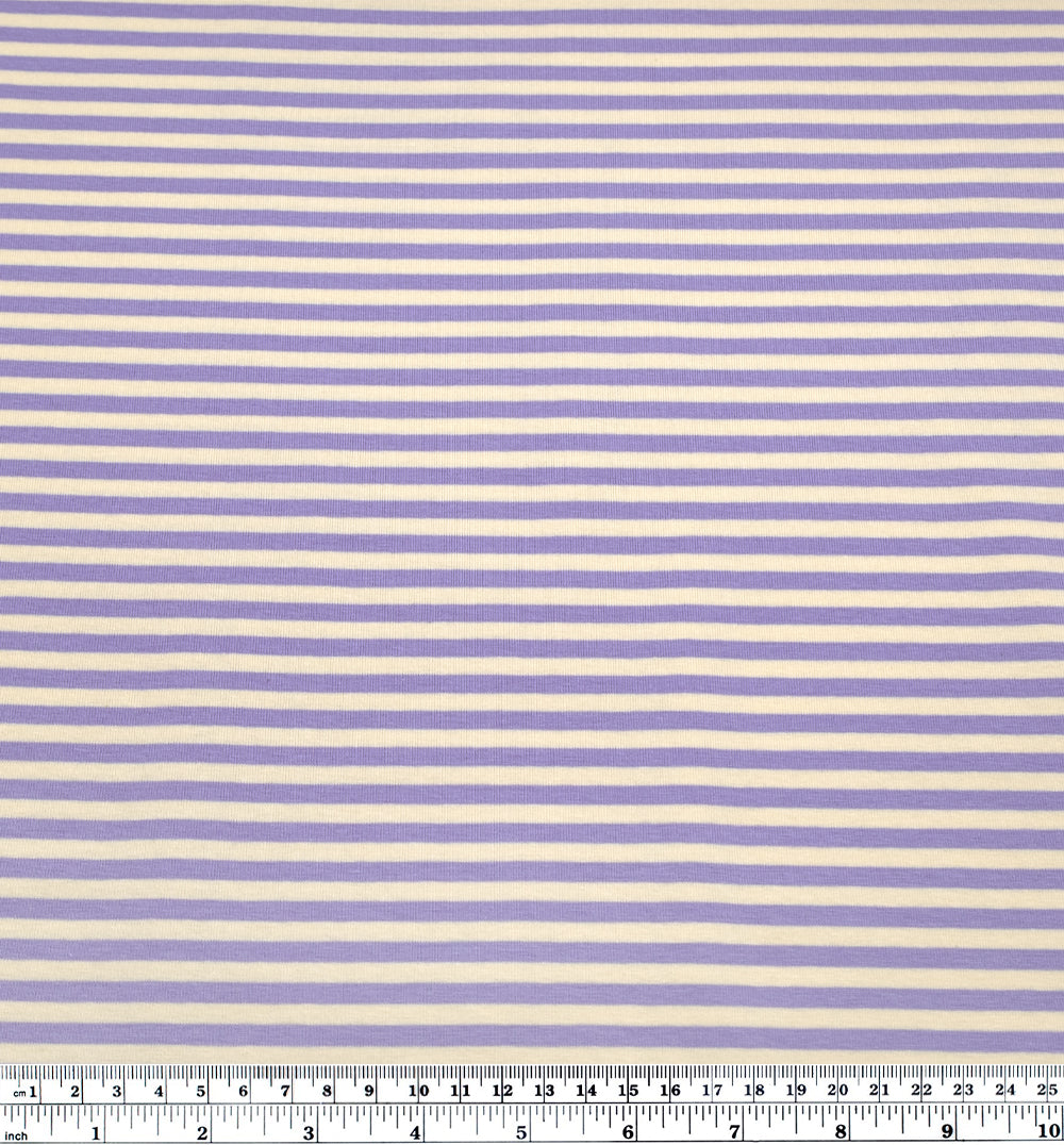 Skinny Sport Stripe Cotton Jersey - Lavender/Cream | Blackbird Fabrics