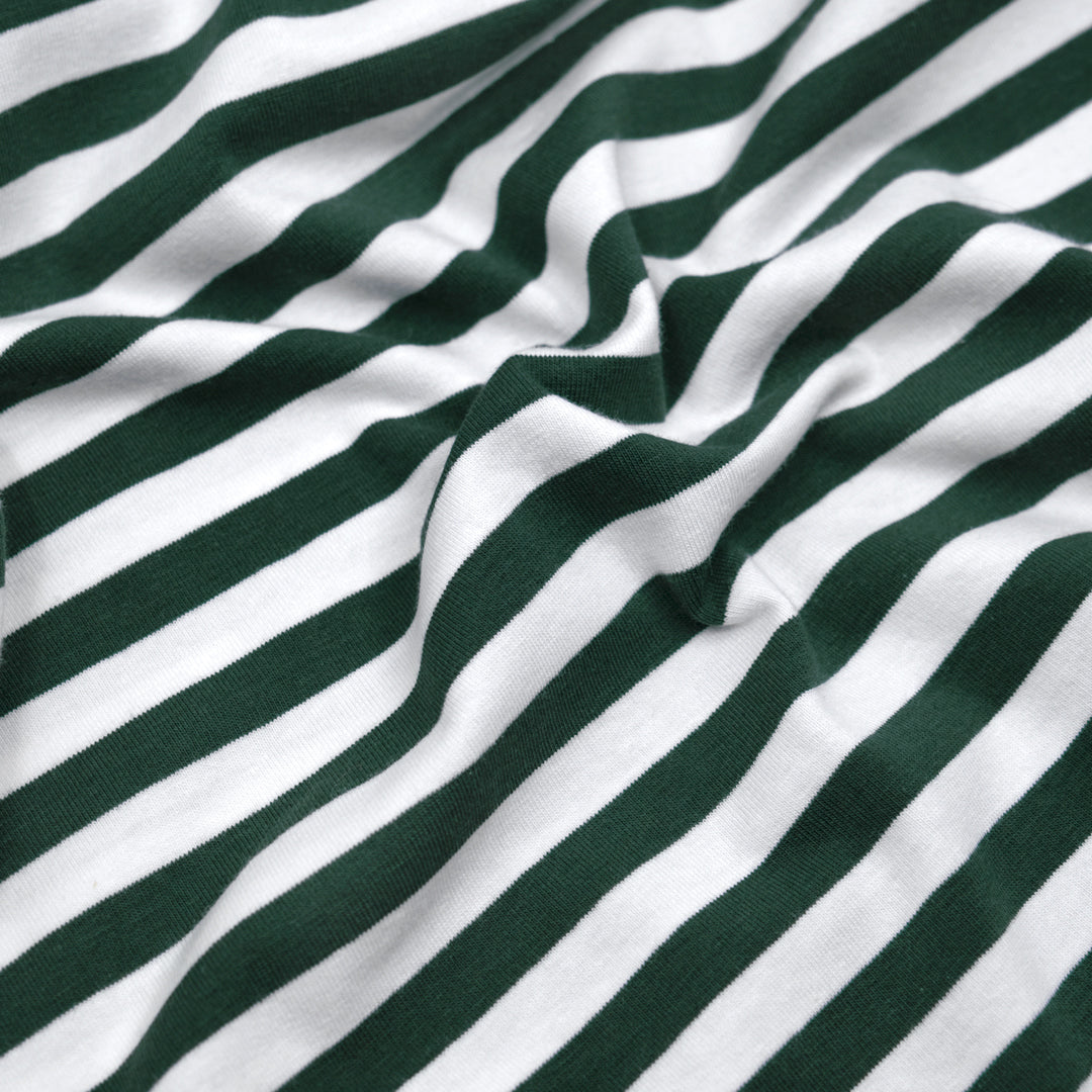 Sport Stripe Cotton Jersey - Midnight Spruce/White | Blackbird Fabrics