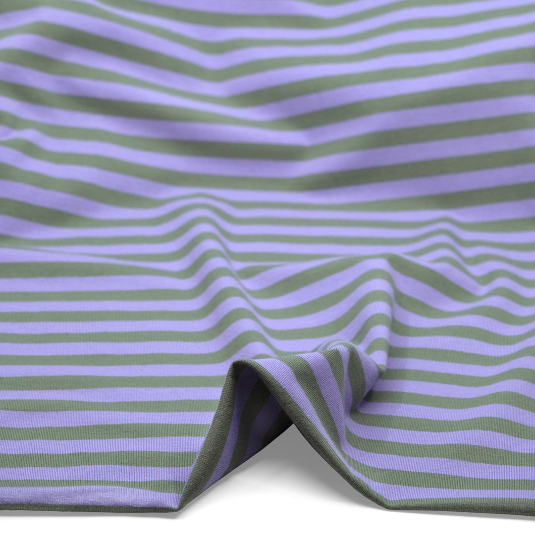 Sport Stripe Cotton Jersey - Lavender/Agave | Blackbird Fabrics