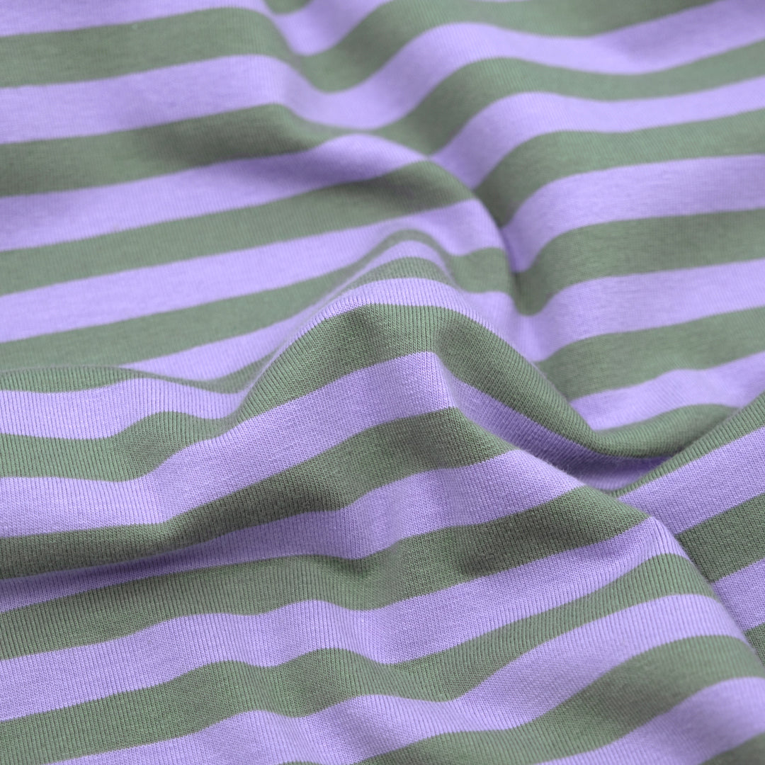 Sport Stripe Cotton Jersey - Lavender/Agave | Blackbird Fabrics