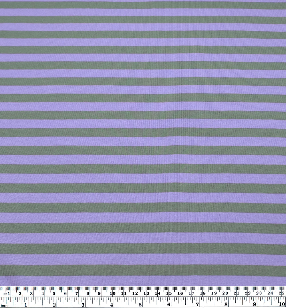 Sport Stripe Cotton Jersey - Lavender/Agave | Blackbird Fabrics