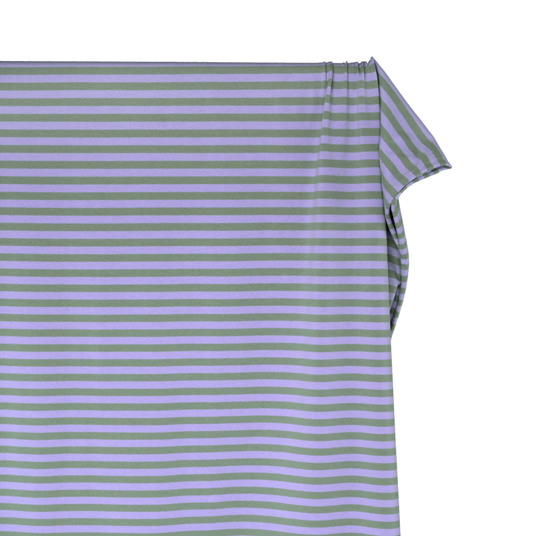 Sport Stripe Cotton Jersey - Lavender/Agave | Blackbird Fabrics