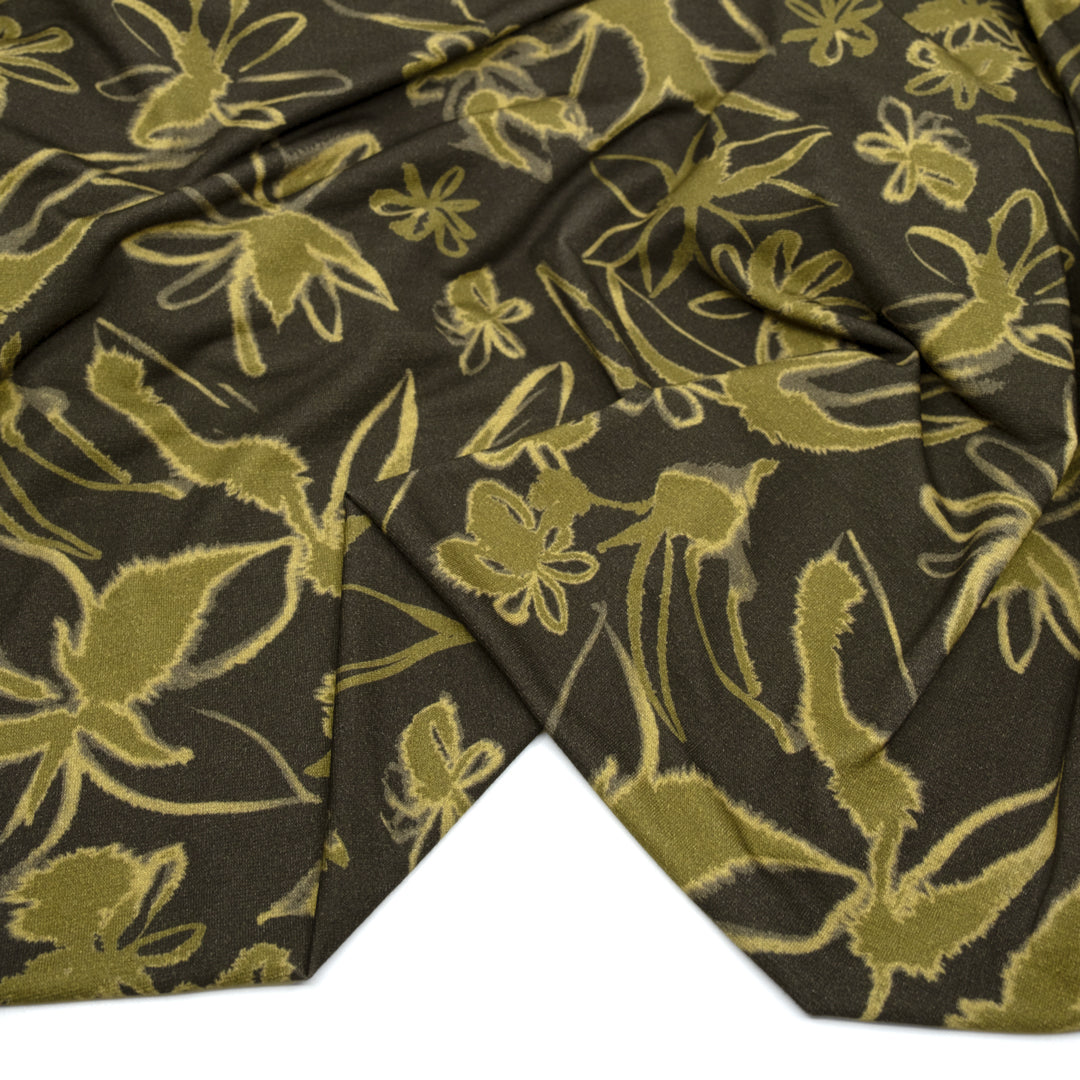 Overgrowth LENZING™ ECOVERO™ Jersey - Peat/Avocado | Blackbird Fabrics