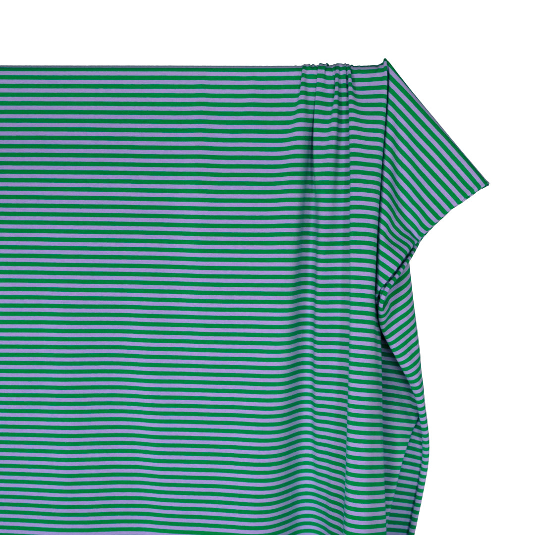 Skinny Sport Stripe Cotton Jersey - Lavender/Viridian | Blackbird Fabrics