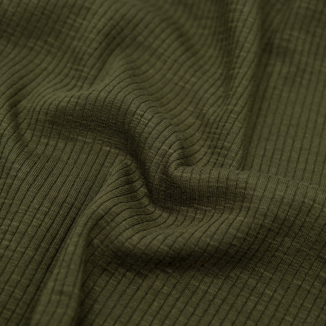 Comfy Cotton Rib Knit - Deep Khaki | Blackbird Fabrics
