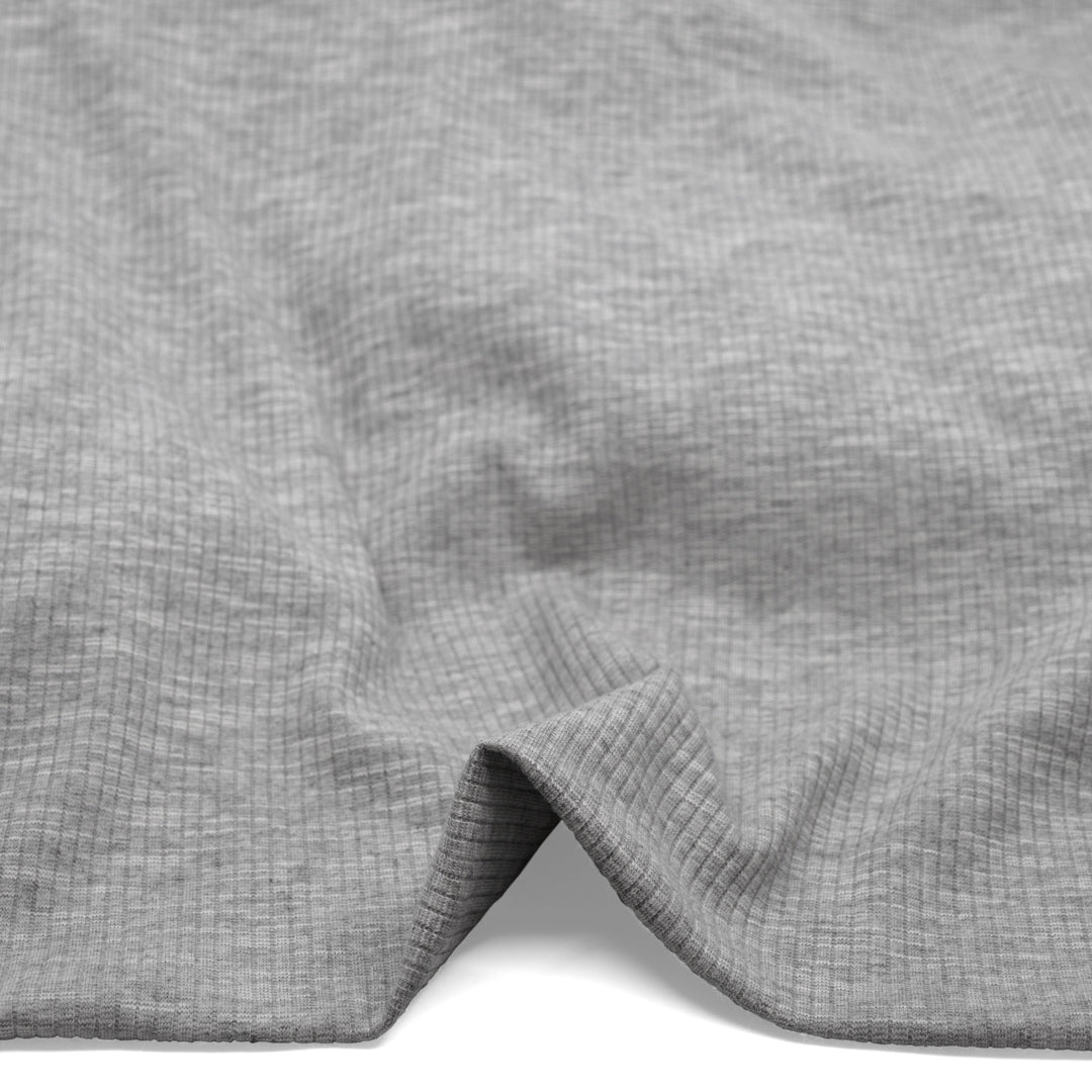 Comfy Cotton Rib Knit - Light Heather Grey | Blackbird Fabrics