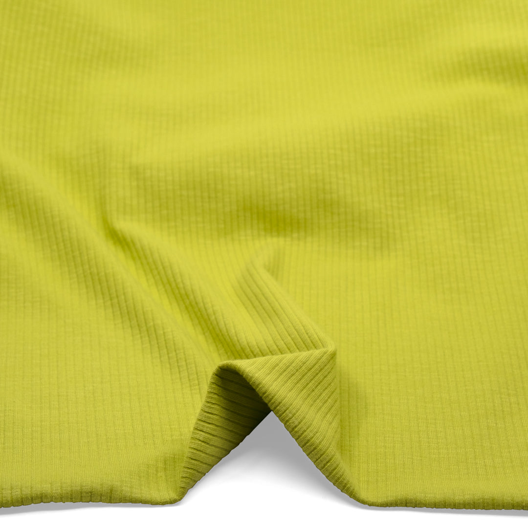 Comfy Cotton Rib Knit - Electric Lime | Blackbird Fabrics