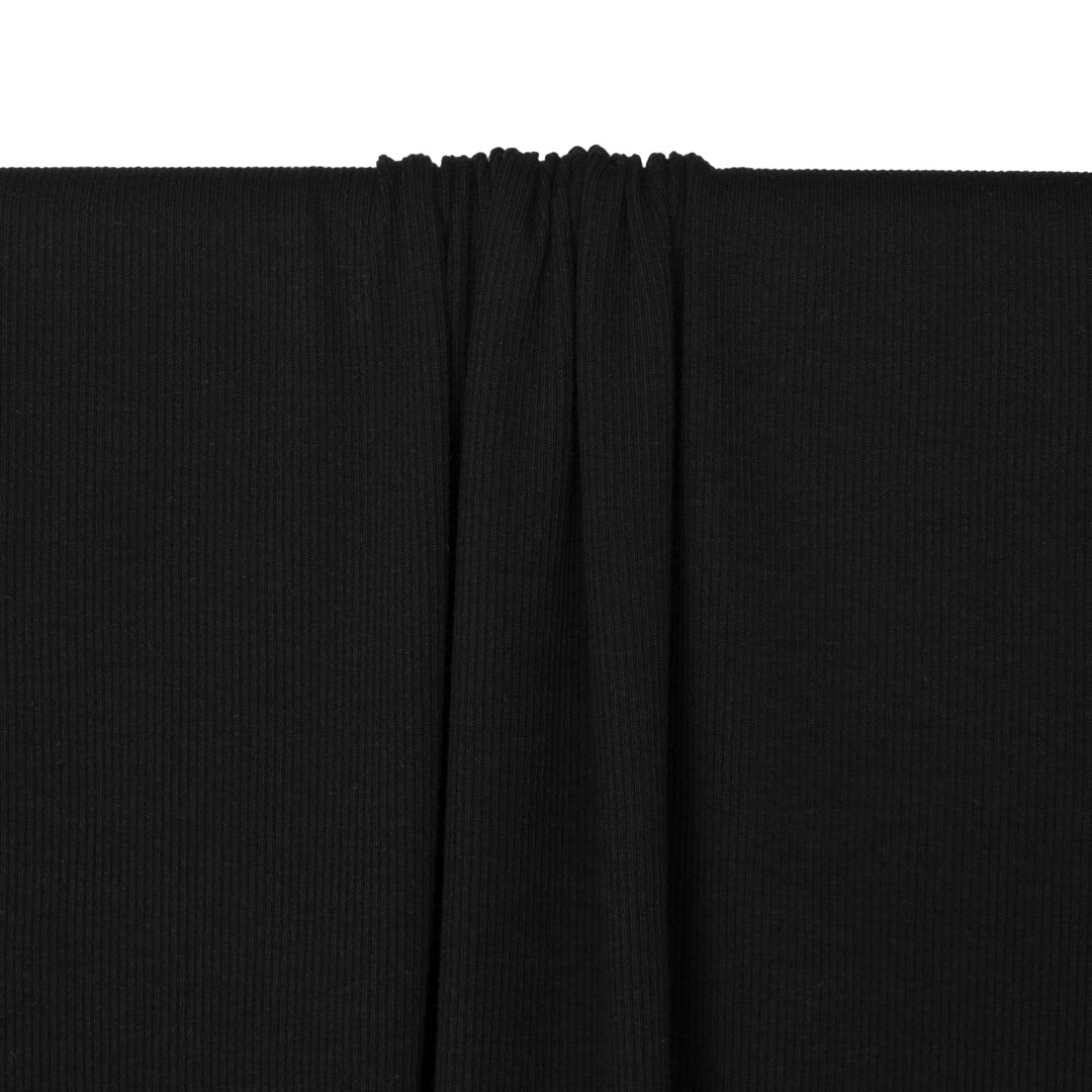 Fine Cotton Rib Knit - Black | Blackbird Fabrics