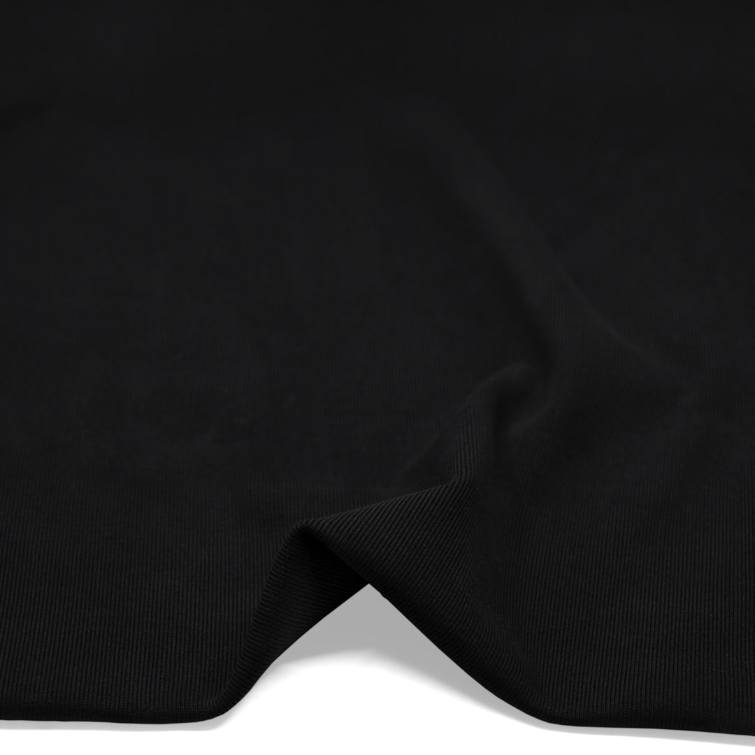 100% Cotton Heavy Sweatshirt Ribbing - Black | Blackbird Fabrics