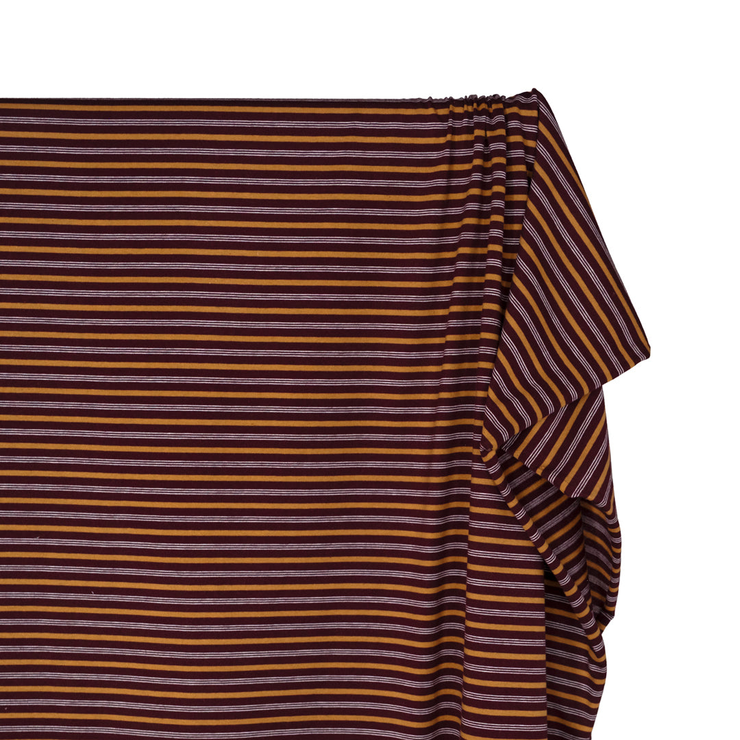Polo Stripe Cotton Jersey - Merlot/Ochre | Blackbird Fabrics