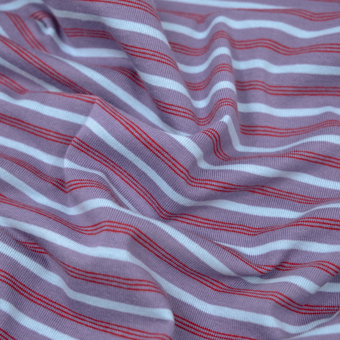 Polo Stripe Cotton Jersey - Wisteria/ Ice Blue | Blackbird Fabrics