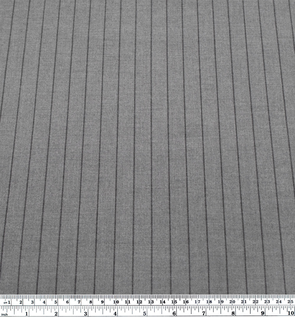 Department Stripe Brushed Suiting - Heather Grey/Black | Blackbird Fabrics