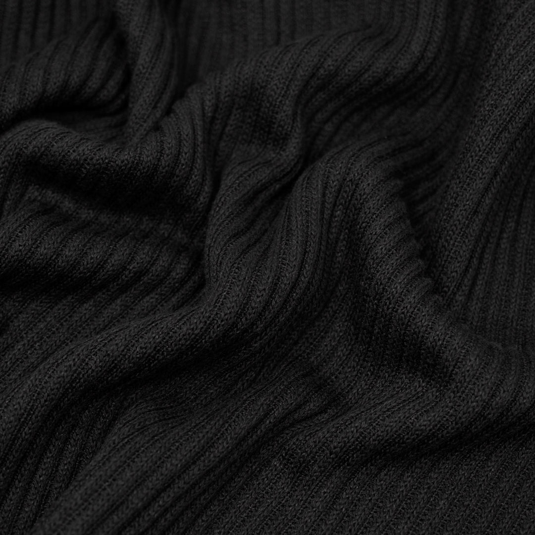 Chunky Rib Sweater Knit - Black | Blackbird Fabrics