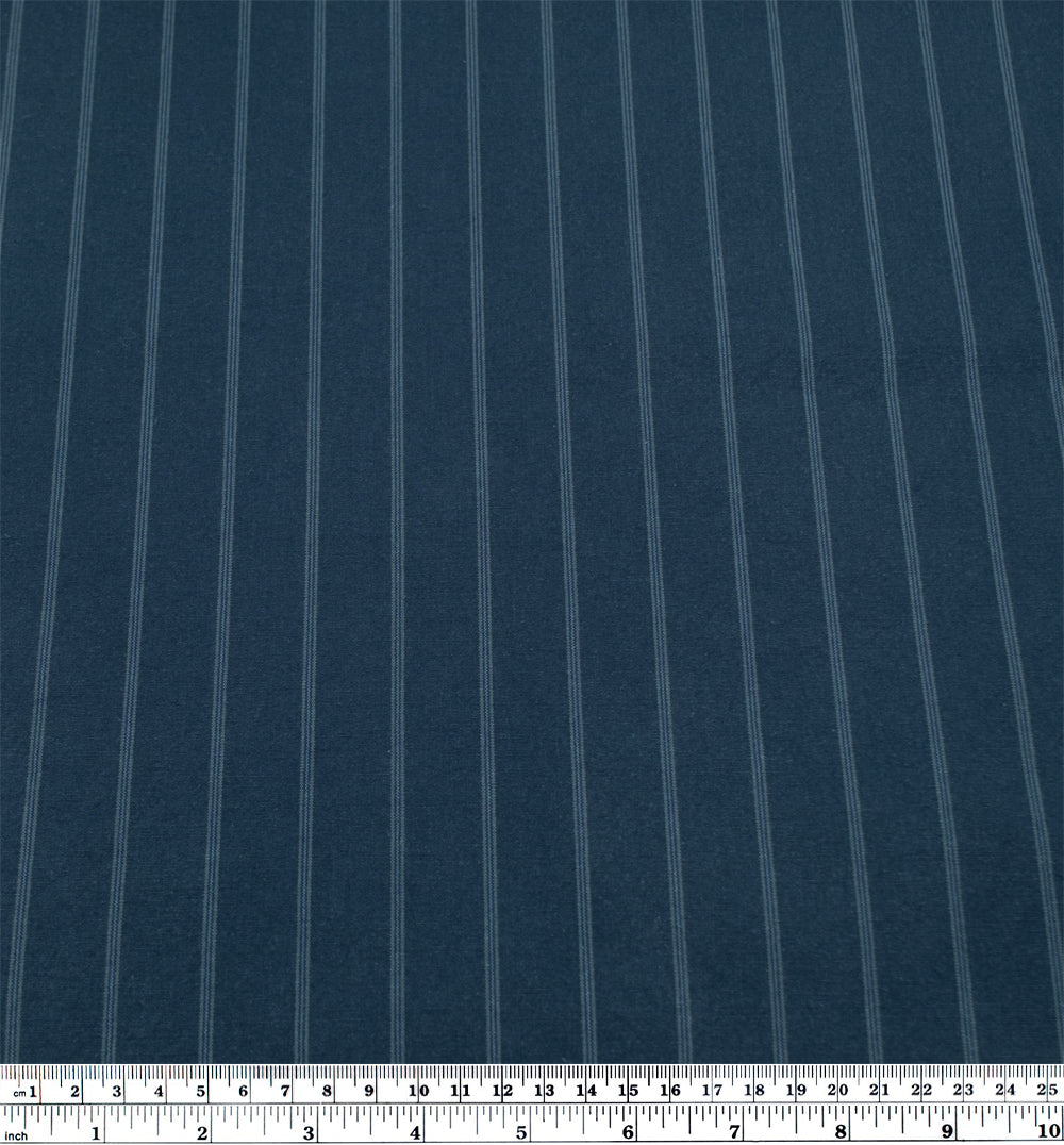 Tram Stripe Softened Organic Cotton - Deep Ocean | Blackbird Fabrics
