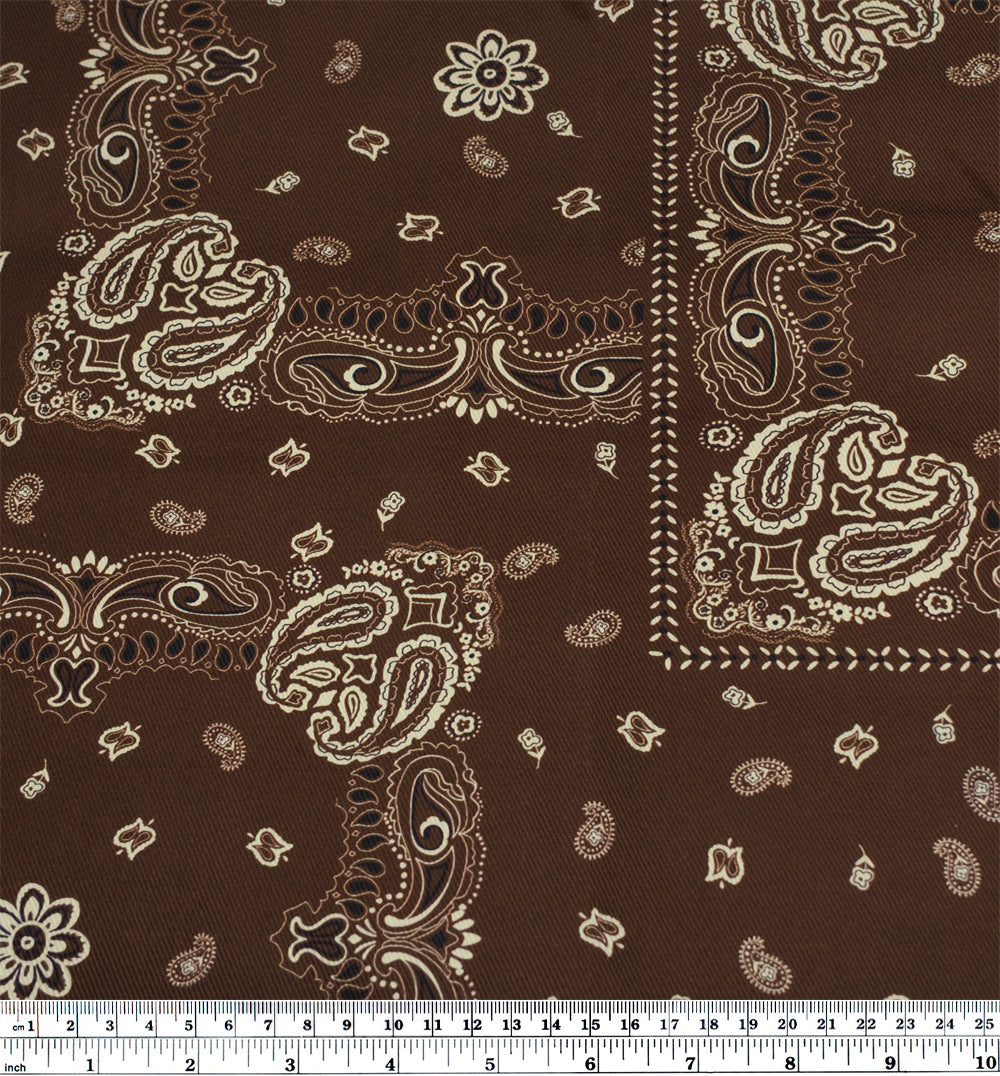 Bandana Printed Bull Denim - Mustang | Blackbird Fabrics