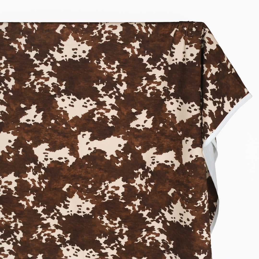 Cowhide Printed Bull Denim - Cognac/Ecru | Blackbird Fabrics