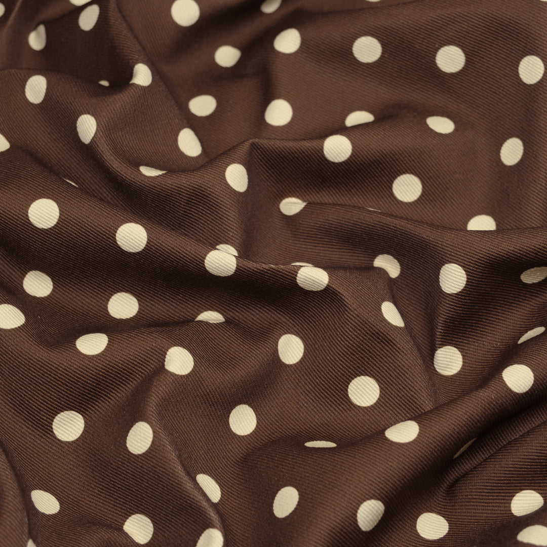 Big Dots Printed Bull Denim - Chicory/Cream | Blackbird Fabrics