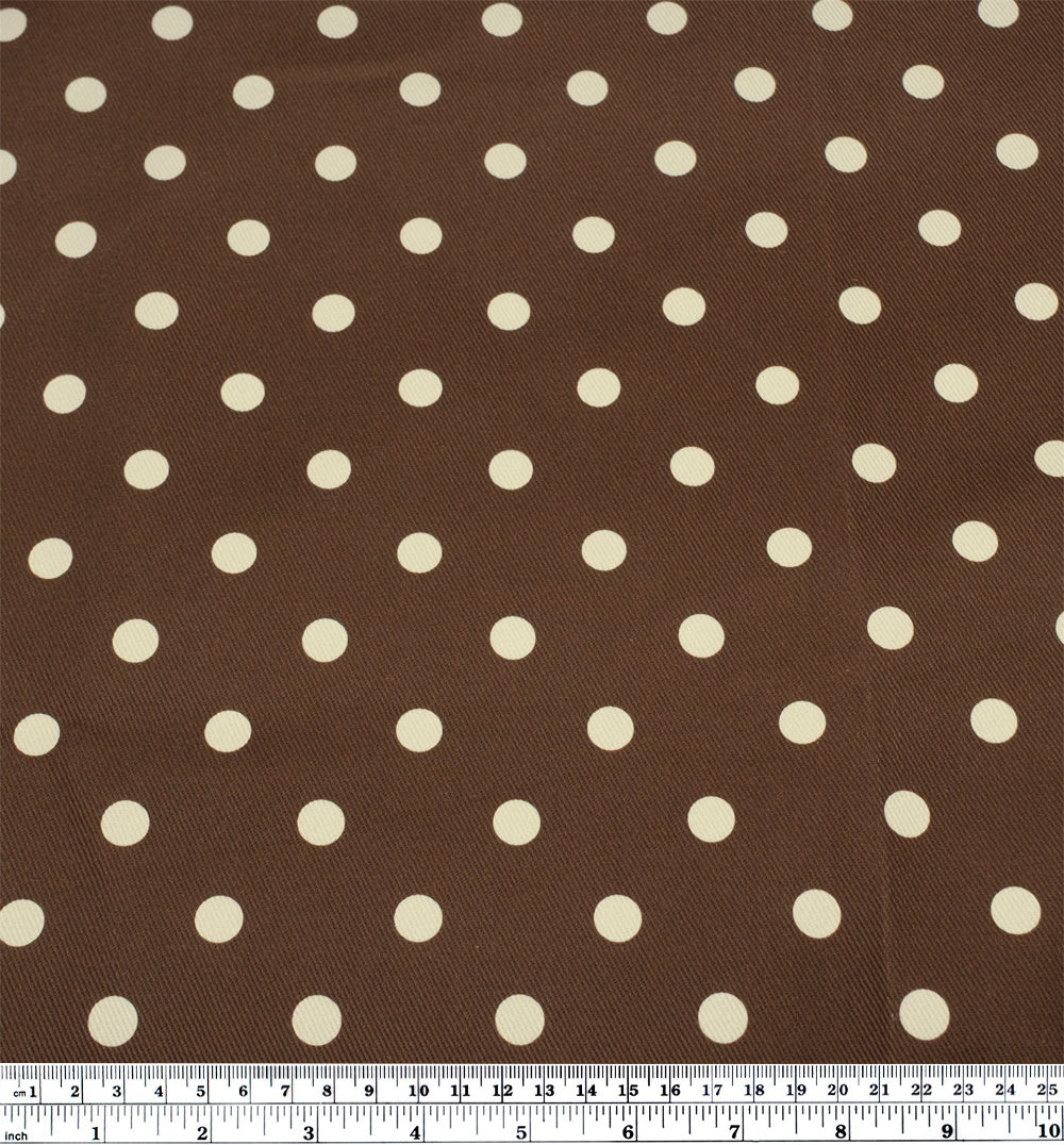 Big Dots Printed Bull Denim - Chicory/Cream | Blackbird Fabrics