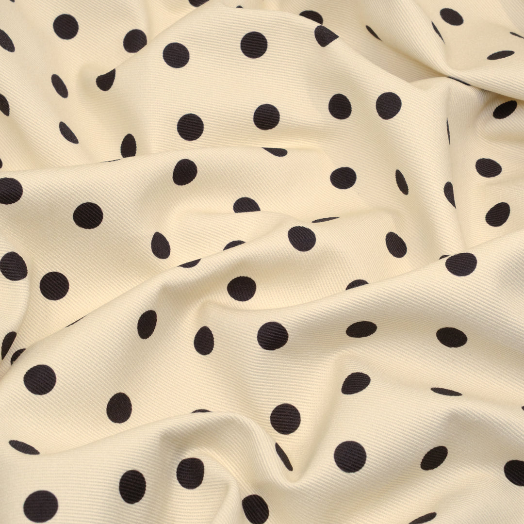 Big Dots Printed Bull Denim - Cream/Carbon | Blackbird Fabrics