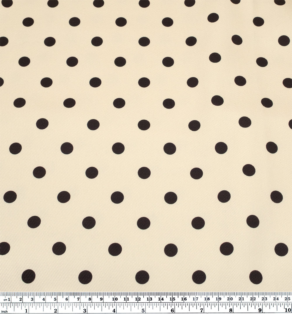 Big Dots Printed Bull Denim - Cream/Carbon | Blackbird Fabrics