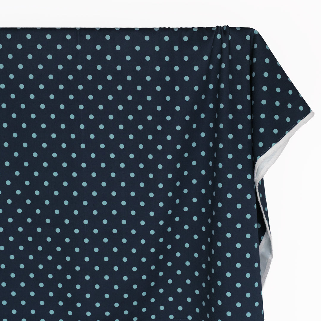 Big Dots Printed Bull Denim - Dark Denim/Frost | Blackbird Fabrics