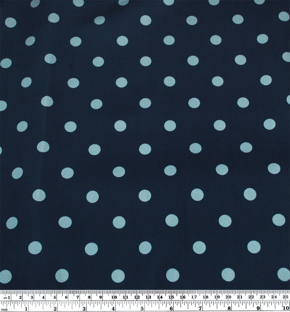 Big Dots Printed Bull Denim - Dark Denim/Frost | Blackbird Fabrics