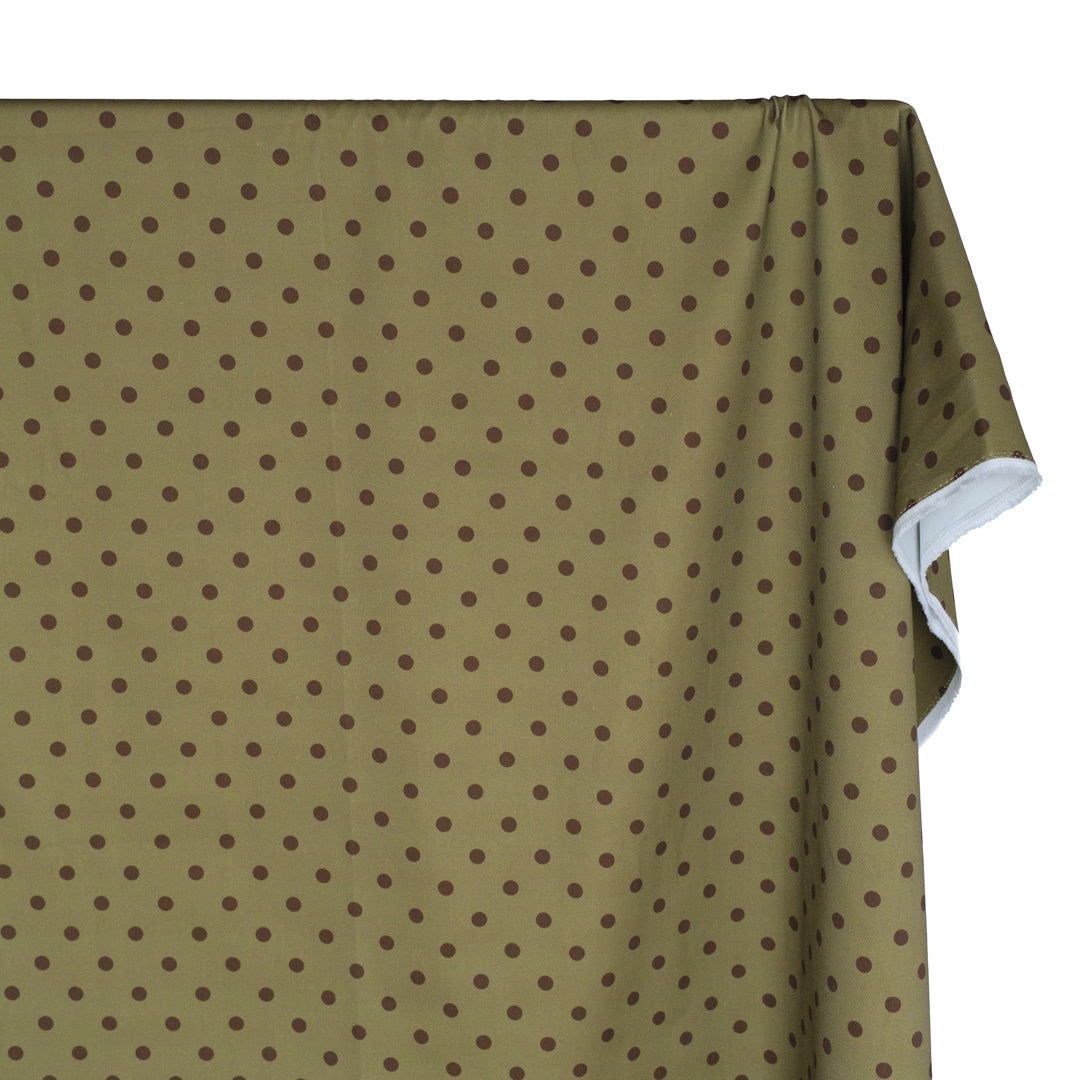 Big Dots Printed Bull Denim - Green Pea/Cocoa | Blackbird Fabrics