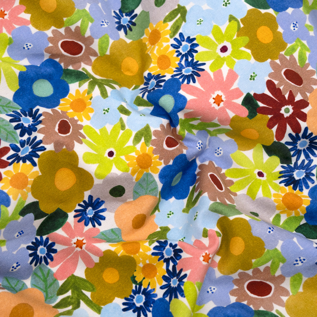 Garden Medley Organic Cotton Jersey - Summer Breeze | Blackbird Fabrics