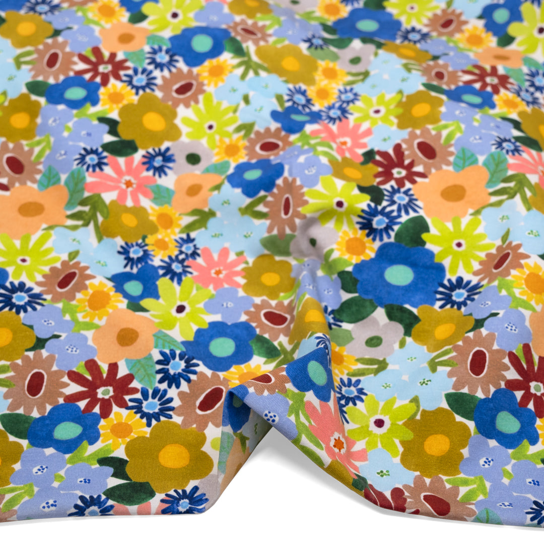 Garden Medley Organic Cotton Jersey - Summer Breeze | Blackbird Fabrics