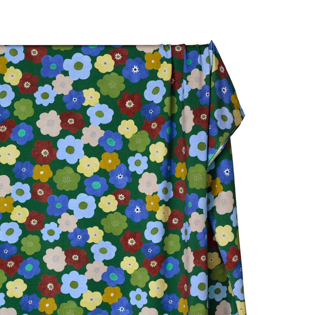 Bubble Blooms Organic Cotton Jersey - Evergreen/Multi | Blackbird Fabrics