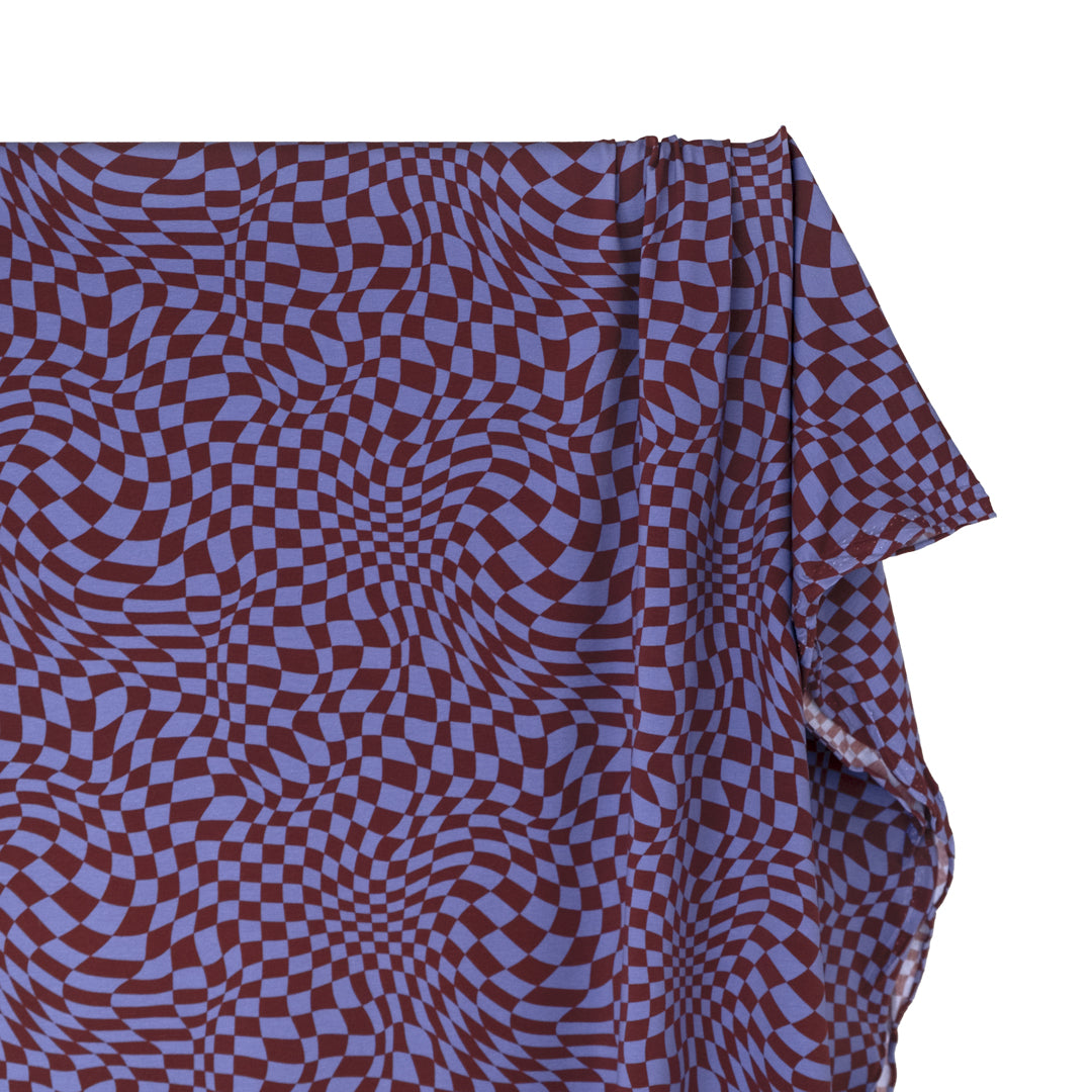 Magic Eye Organic Cotton Jersey - Bluebell/Burgundy | Blackbird Fabrics