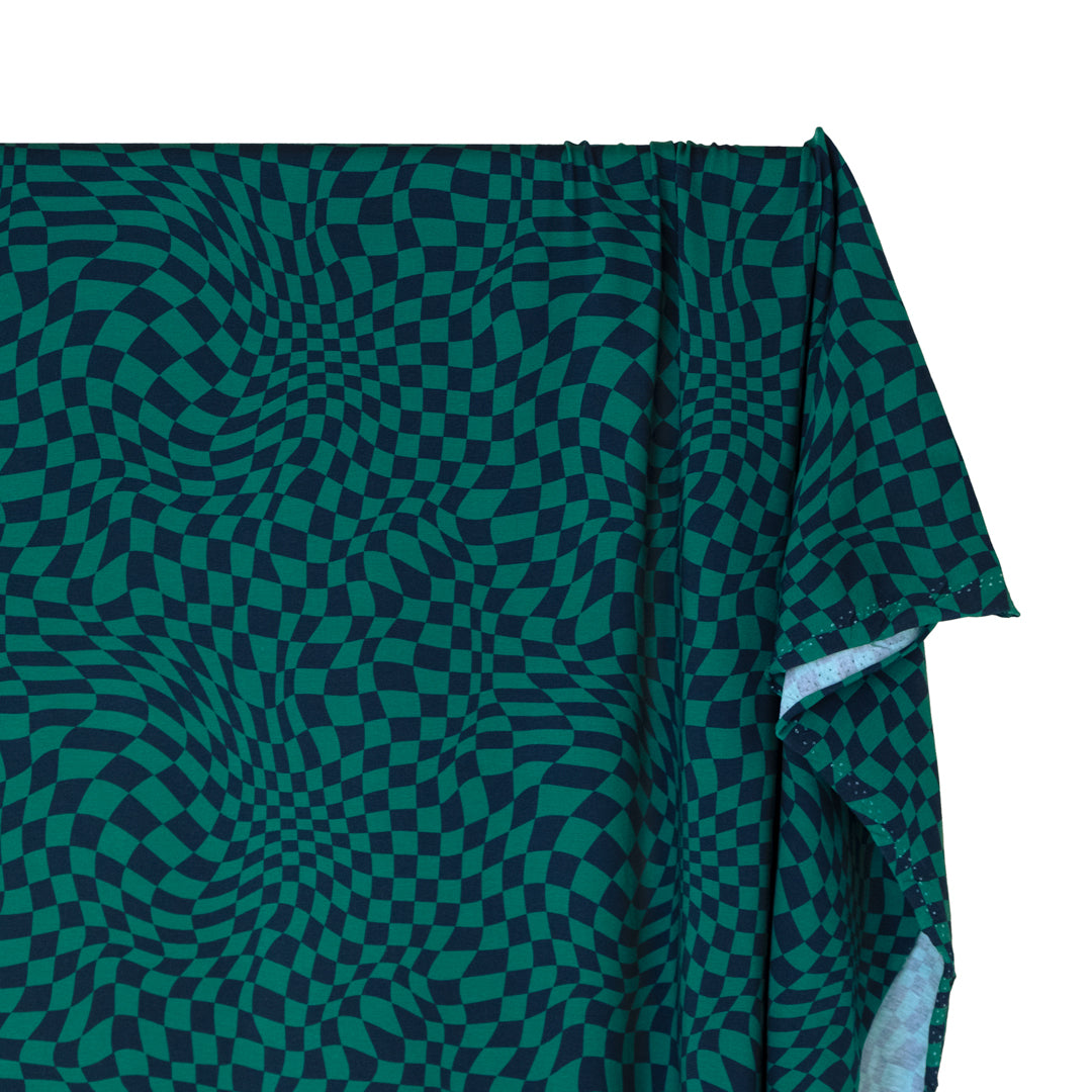 Magic Eye Organic Cotton Jersey - Beetle/Denim | Blackbird Fabrics