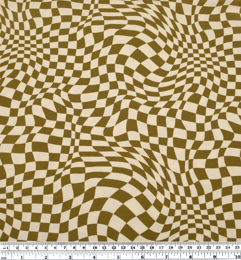 Magic Eye Organic Cotton Jersey - Cactus/Cream | Blackbird Fabrics