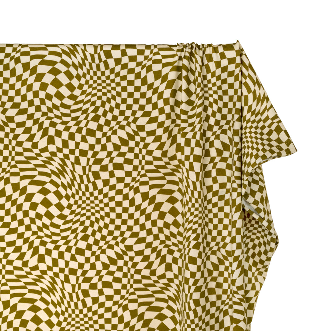 Magic Eye Organic Cotton Jersey - Cactus/Cream | Blackbird Fabrics
