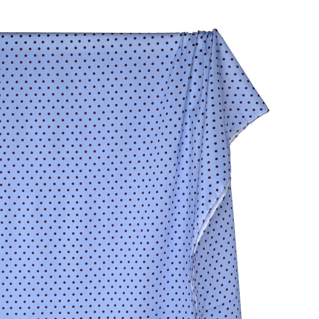 *Imperfect Little Dots Printed Cotton Lawn - Baby Blue/Shadow | Blackbird Fabrics