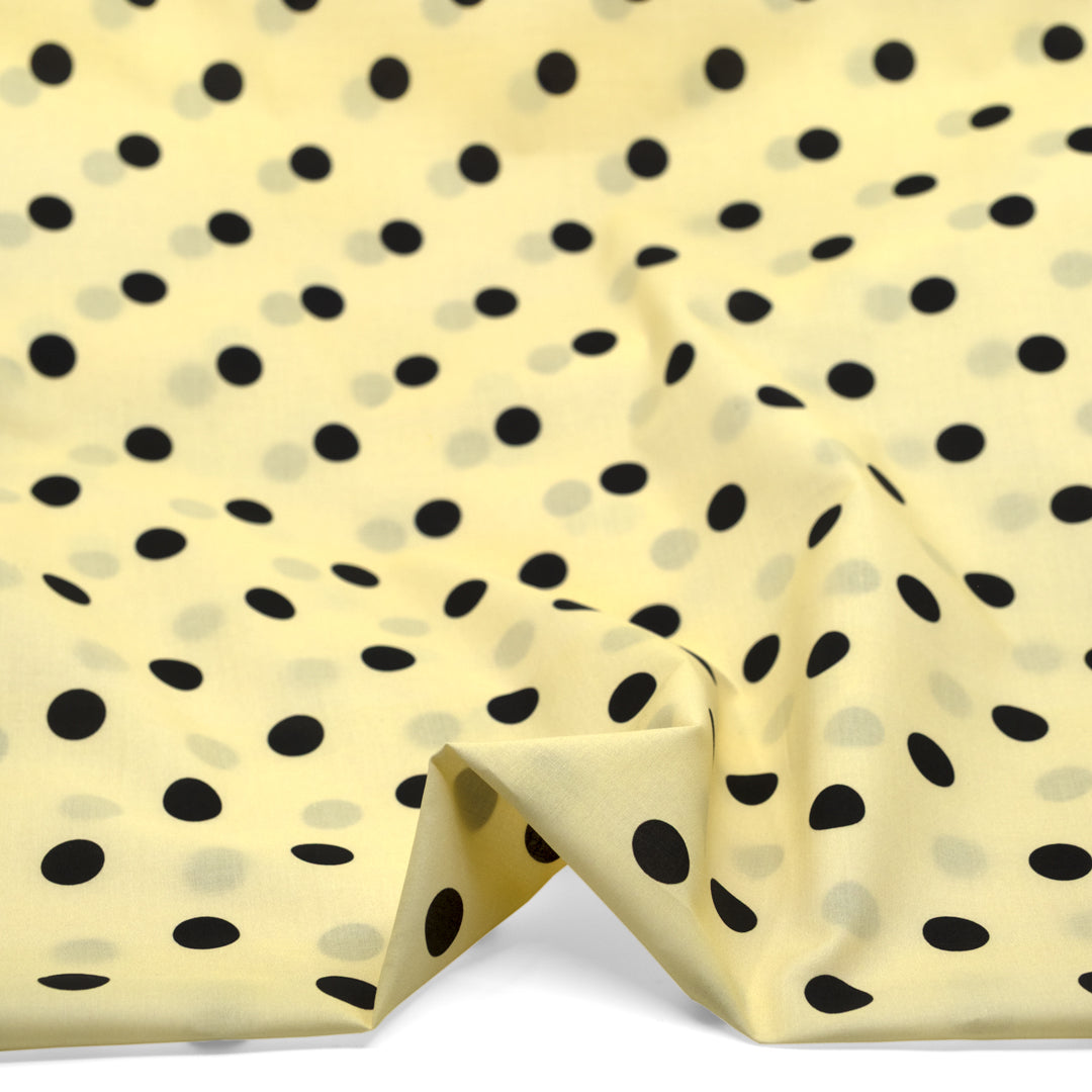 Big Dots Printed Cotton Lawn - Butter/Black | Blackbird Fabrics