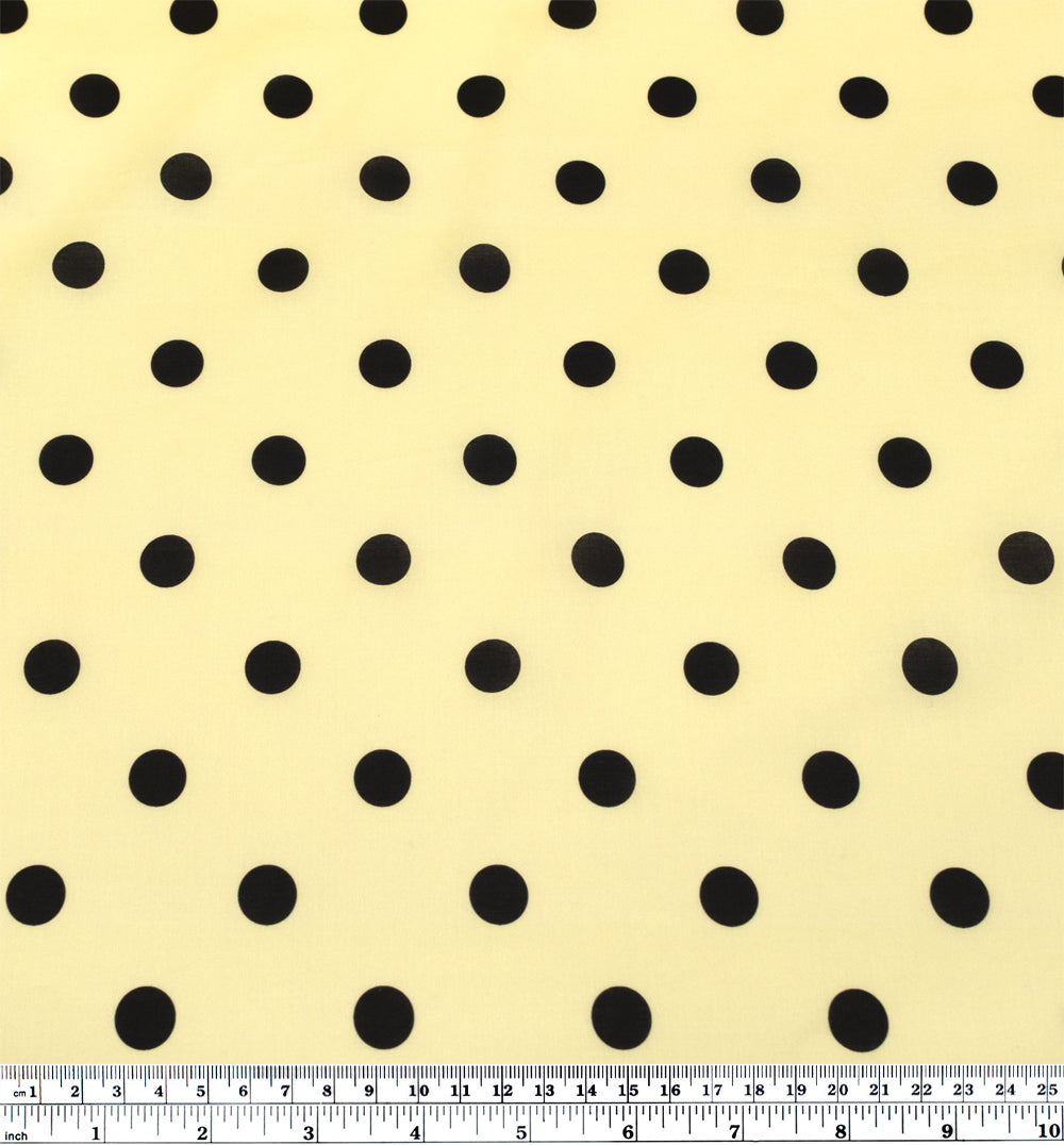 Big Dots Printed Cotton Lawn - Butter/Black | Blackbird Fabrics