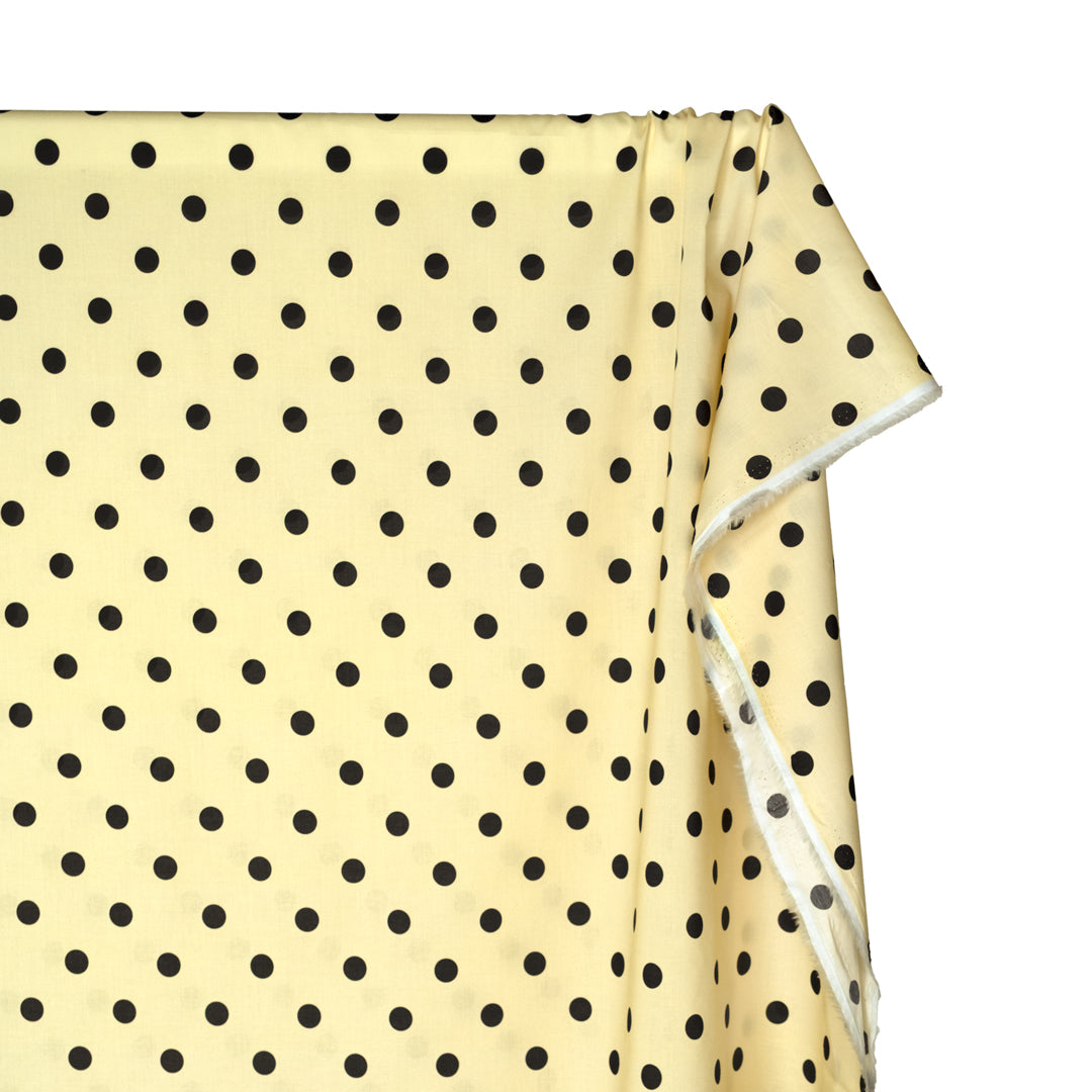 Big Dots Printed Cotton Lawn - Butter/Black | Blackbird Fabrics