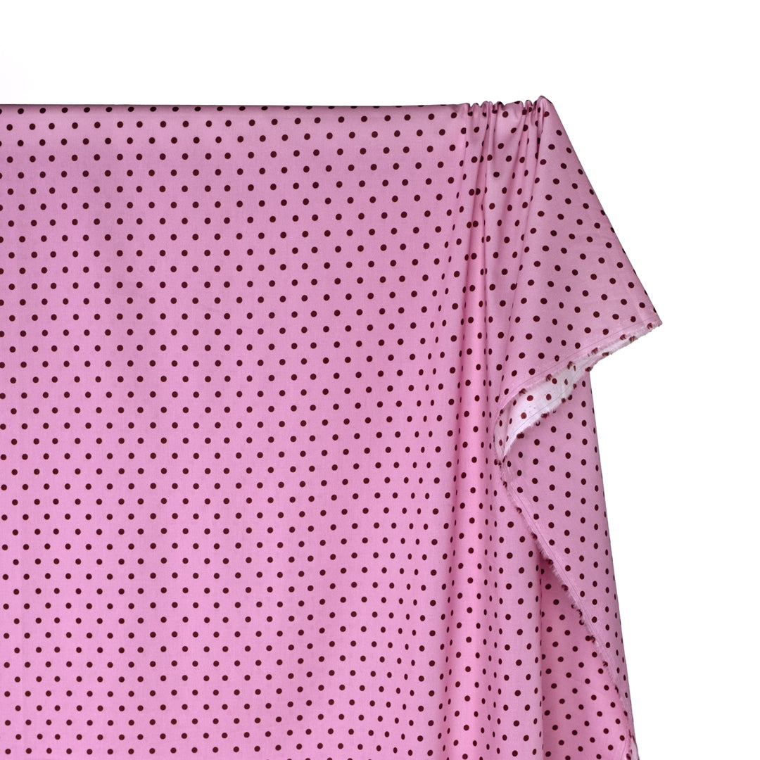 *Imperfect Little Dots Printed Cotton Lawn - Frosting/Maroon | Blackbird Fabrics