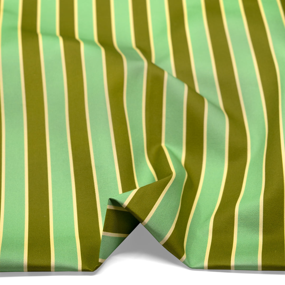 Vacation Stripe Printed Cotton Twill - Spearmint/Basil | Blackbird Fabrics