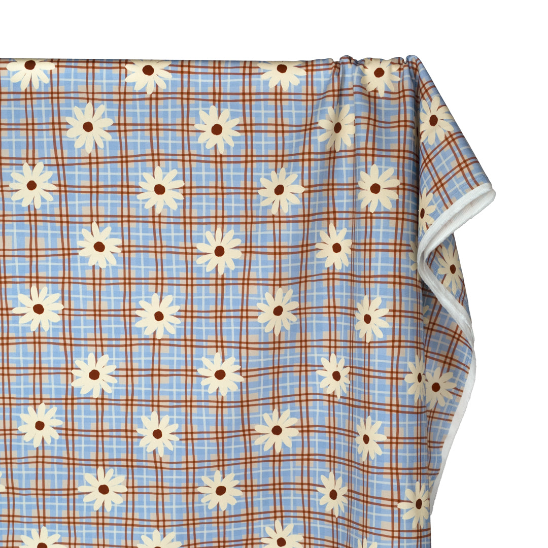 Spring Fling Printed Cotton Twill - Parchment/Baby Blue | Blackbird Fabrics