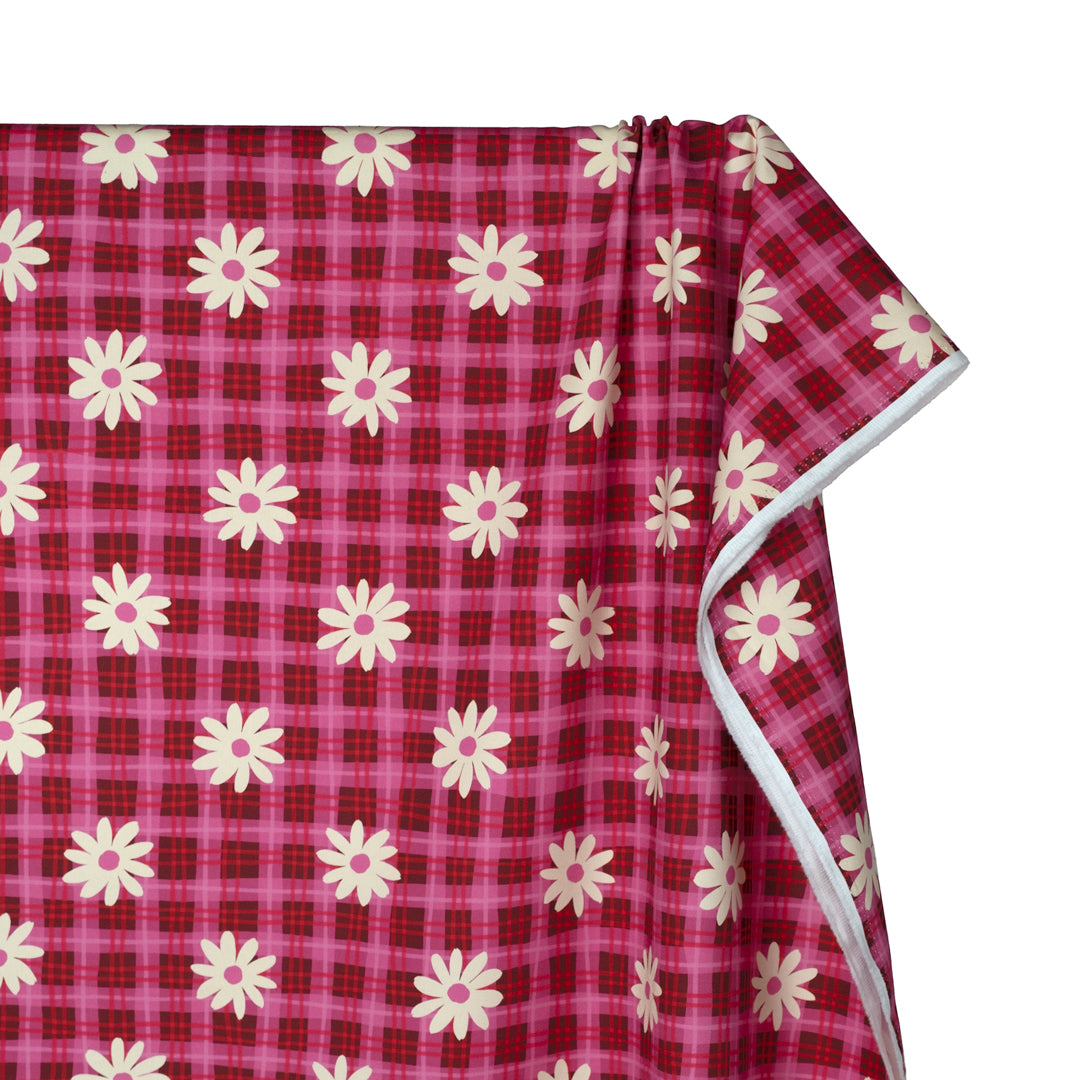 Spring Fling Printed Cotton Twill - Maroon/Gumdrop | Blackbird Fabrics