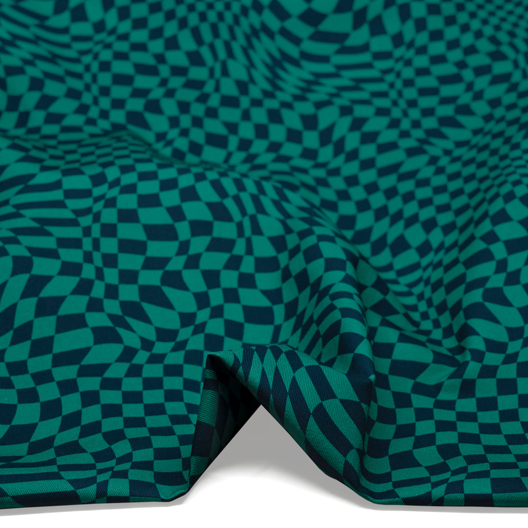 Magic Eye Printed Cotton Twill - Beetle/Denim | Blackbird Fabrics
