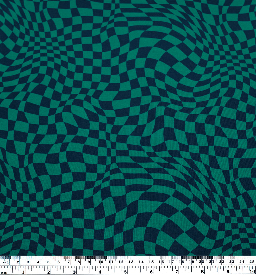 Magic Eye Printed Cotton Twill - Beetle/Denim | Blackbird Fabrics