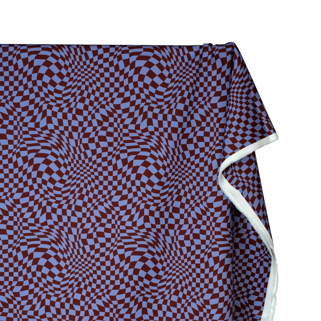 Magic Eye Printed Cotton Twill - Bluebell/Burgundy | Blackbird Fabrics