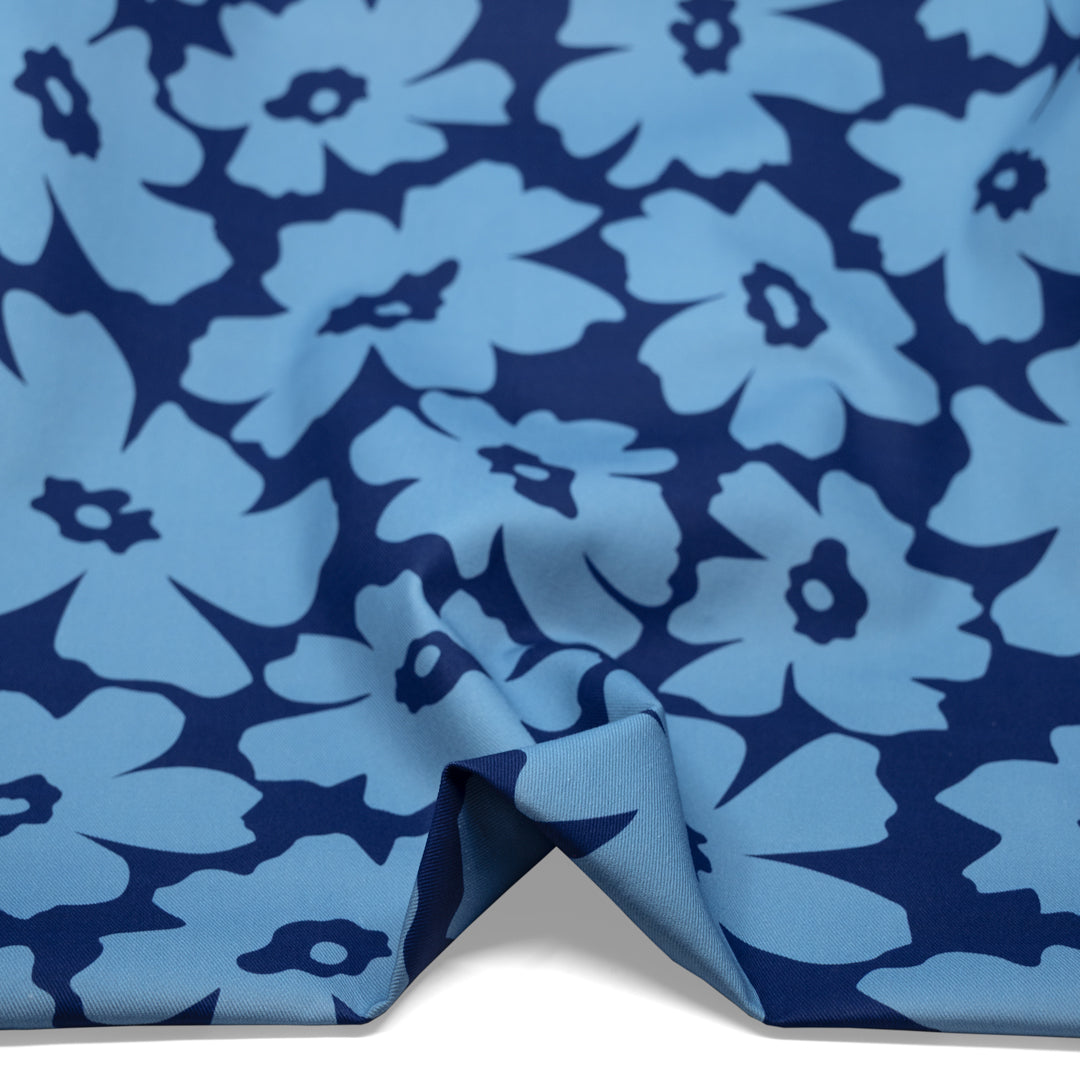 Poppy Field Printed Cotton Twill - Denim/Canal | Blackbird Fabrics